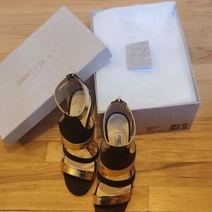 Jimmy Choo Black and Gold Heels